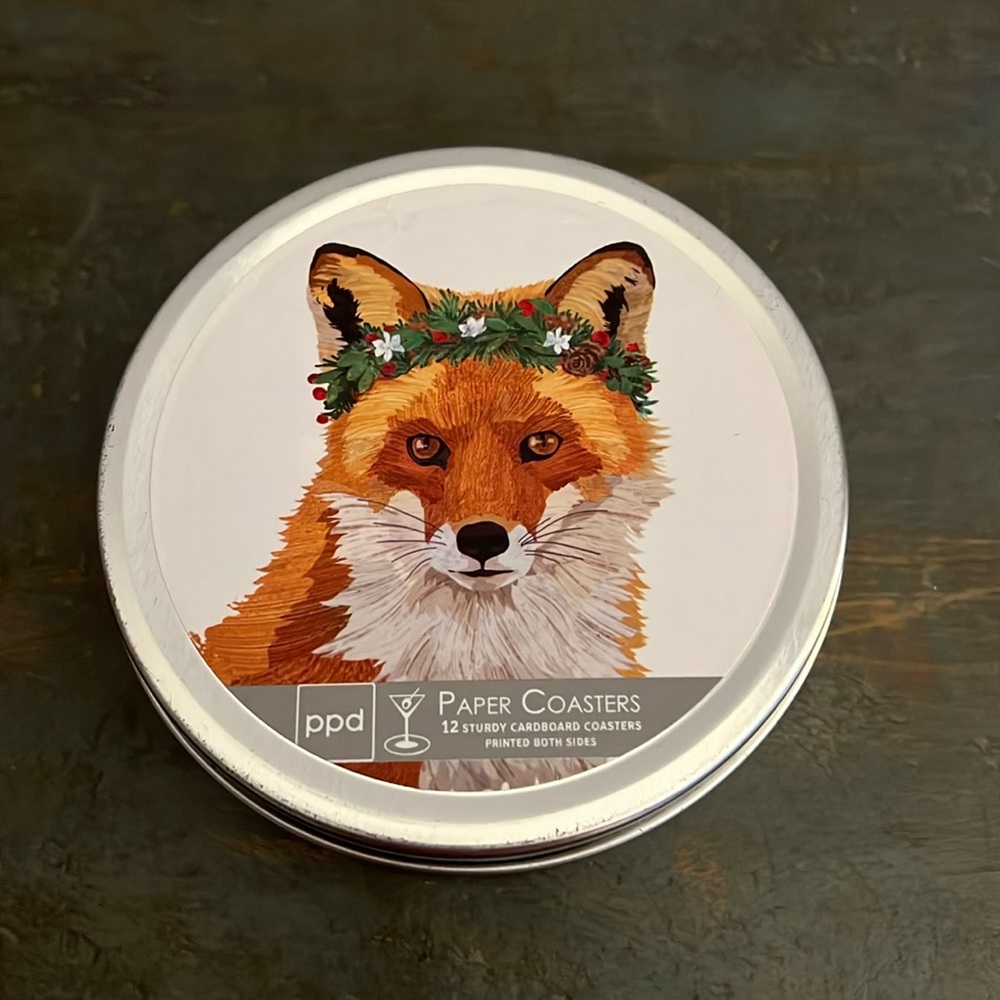 NEW Artic Fox Paper Coasters in tin. (12)
